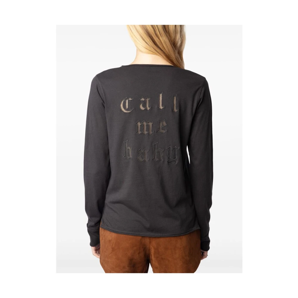 Zadig & Voltaire Donkergrijze Henley Hals Trui Gray Dames