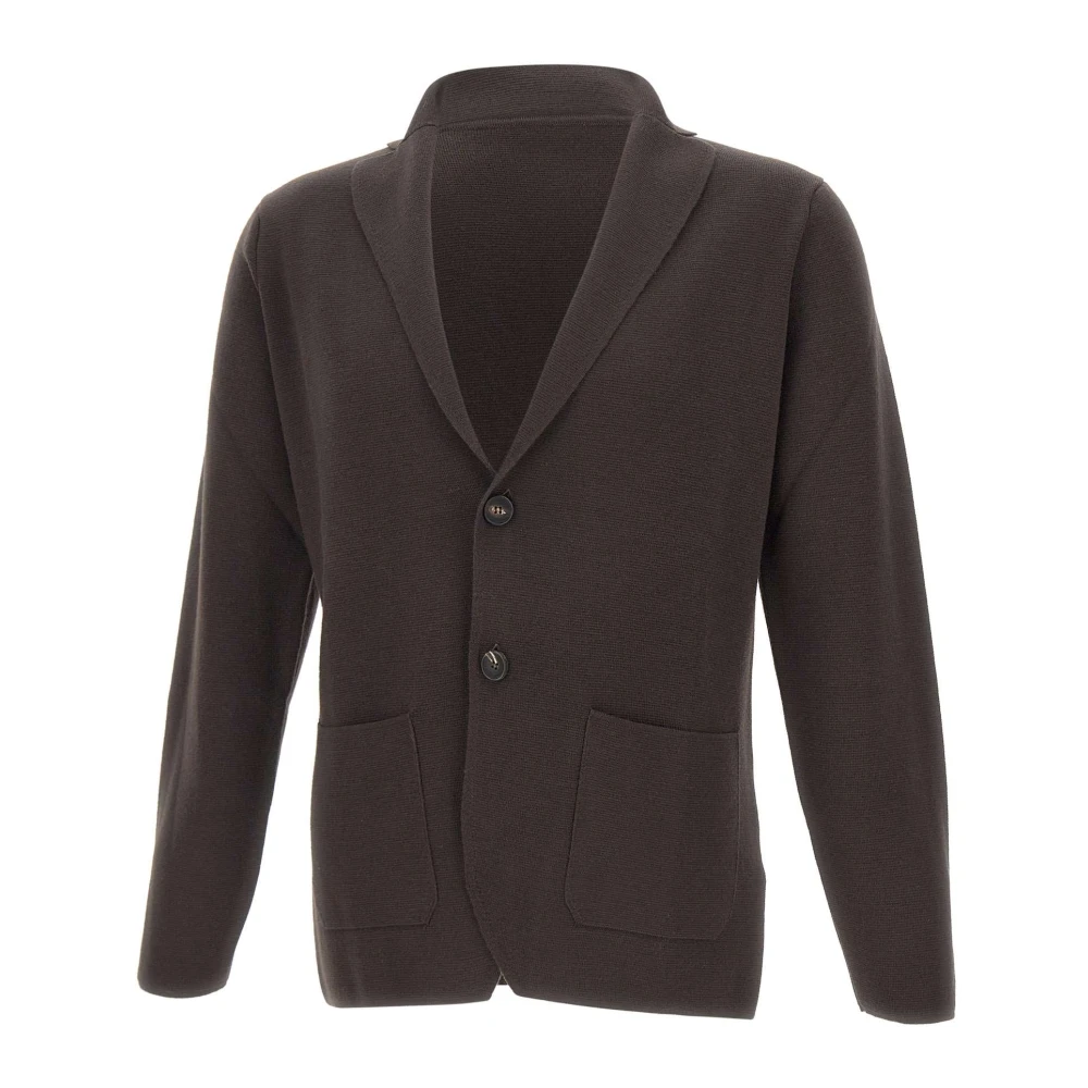 Filippo De Laurentiis Brown Cardigans, Male, Xl, Milano Rib Double-Breasted Blazer