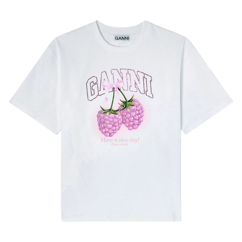 Ganni Women's White Rose Logo T-Shirt - T-Shirts - S - Tops