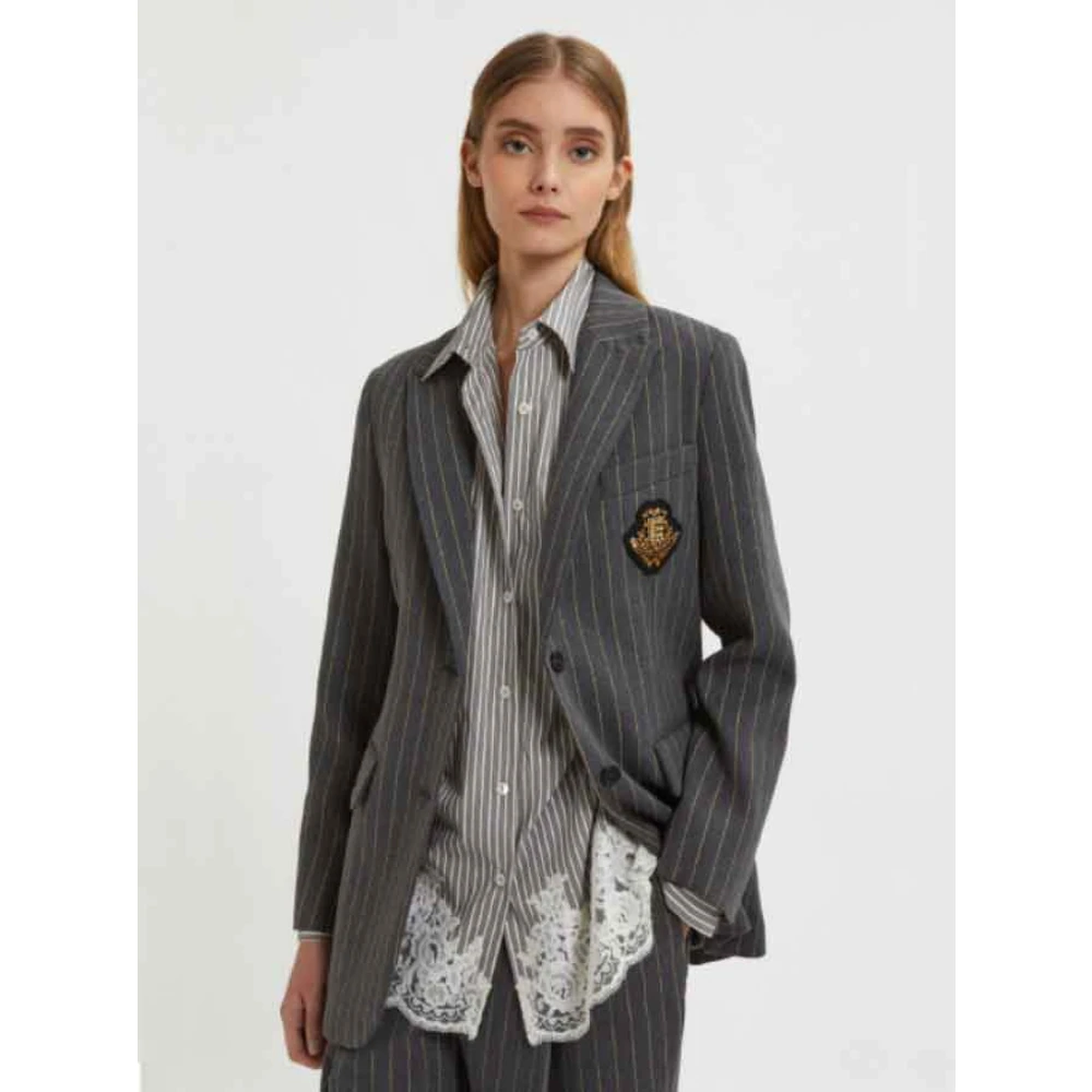 Ermanno Scervino Krijtstreep Jas Antraciet Kameel Gray Dames