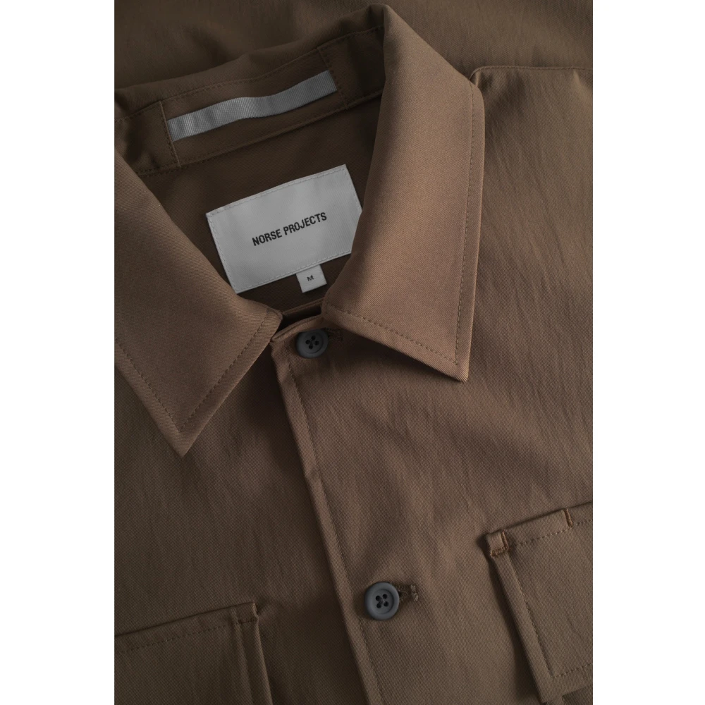 Norse Projects Hjalmer Chestnut Twill Overshirt Brown Heren
