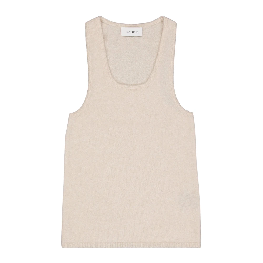 Laneus Tanktop Ronde Hals Beige Dames