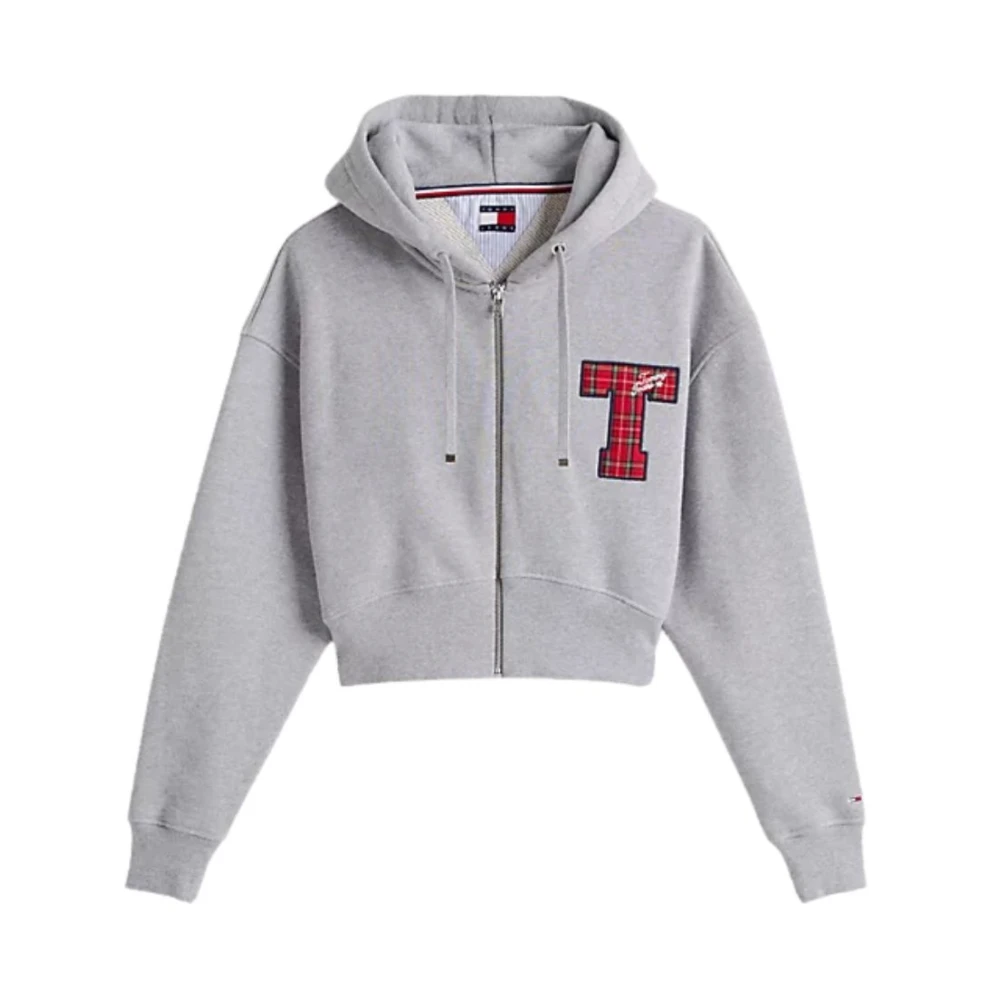 Tommy Jeans Grijze Zip Sweater Moderne Sportieve Stijl Gray Dames