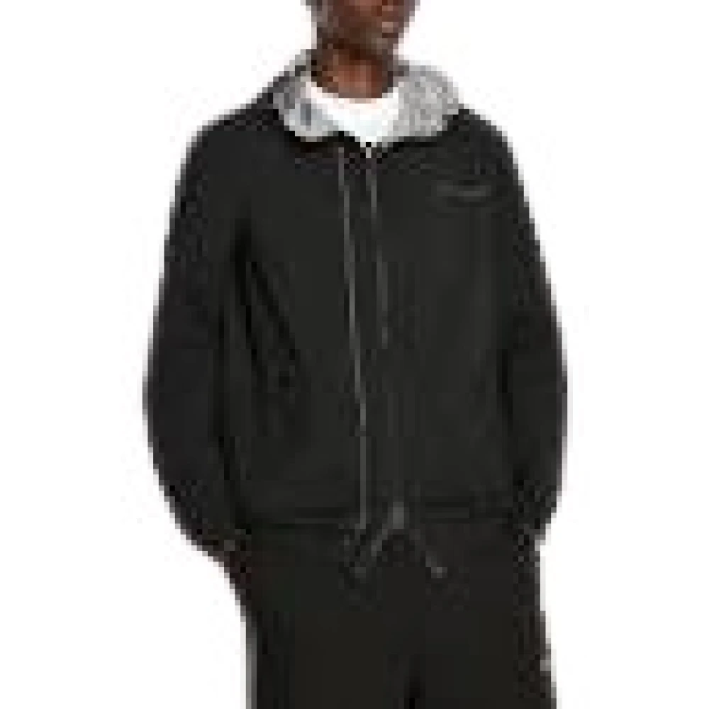 Armani Exchange Black Winter Jackets, Male, Xs, Full-Zip Hooded Jacket