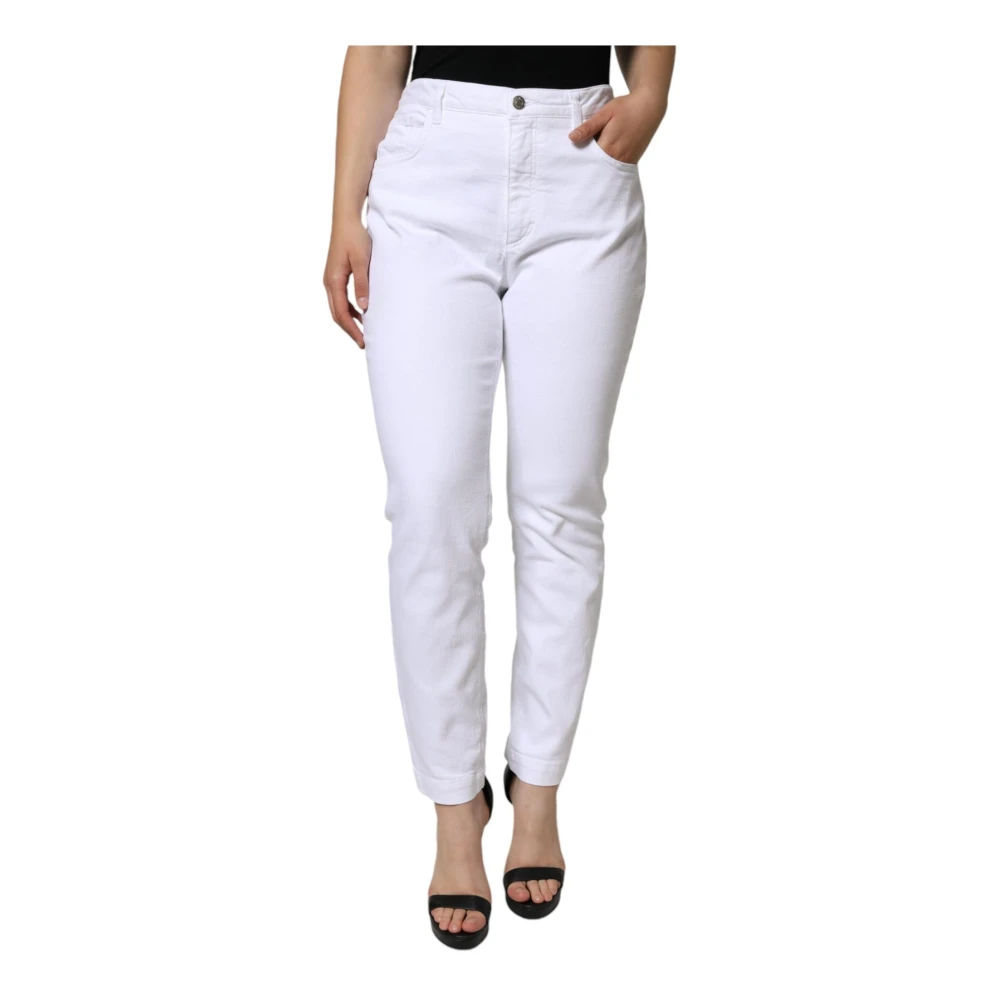 Dolce & Gabbana Women's White Skinny Jeans With Logo Details Extra Large
