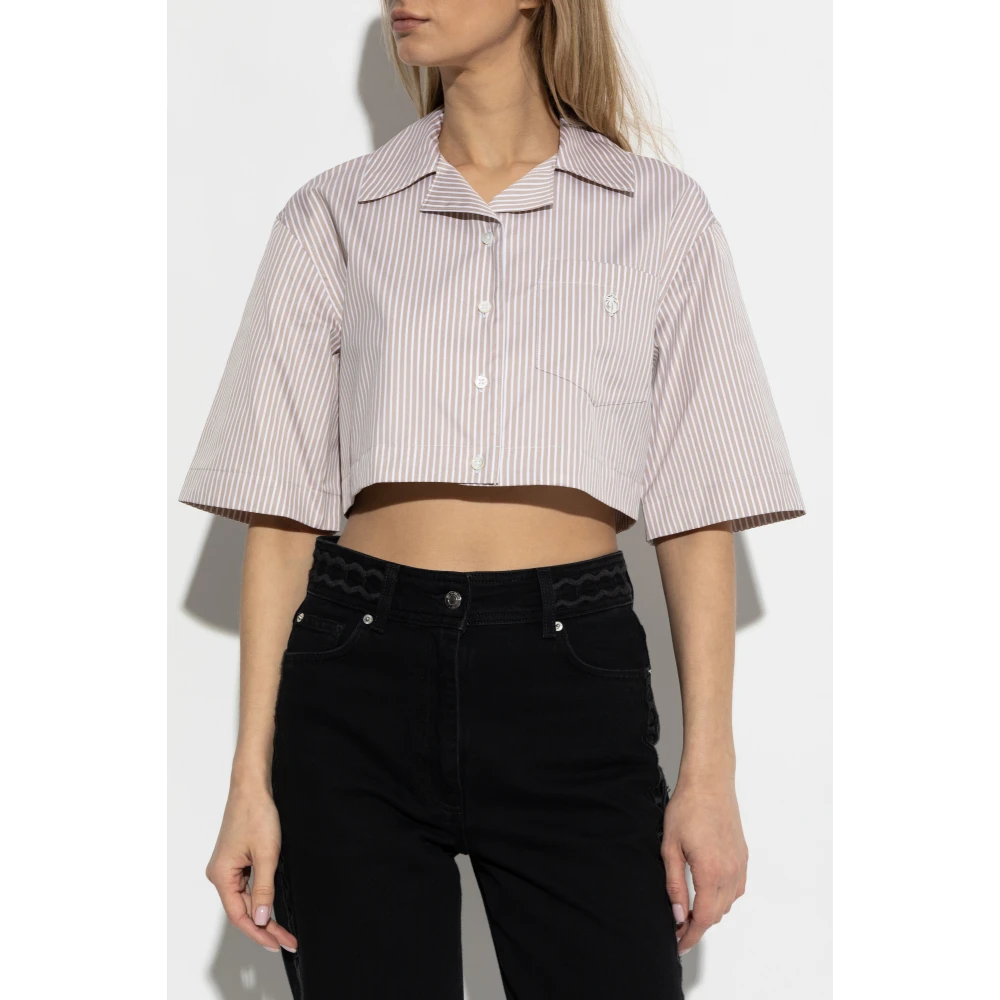 Palm Angels Shirt met gestreept patroon Beige Dames