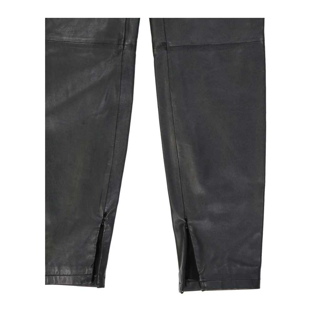 Boutique Moschino Leren broek met voorprint detail Black Dames