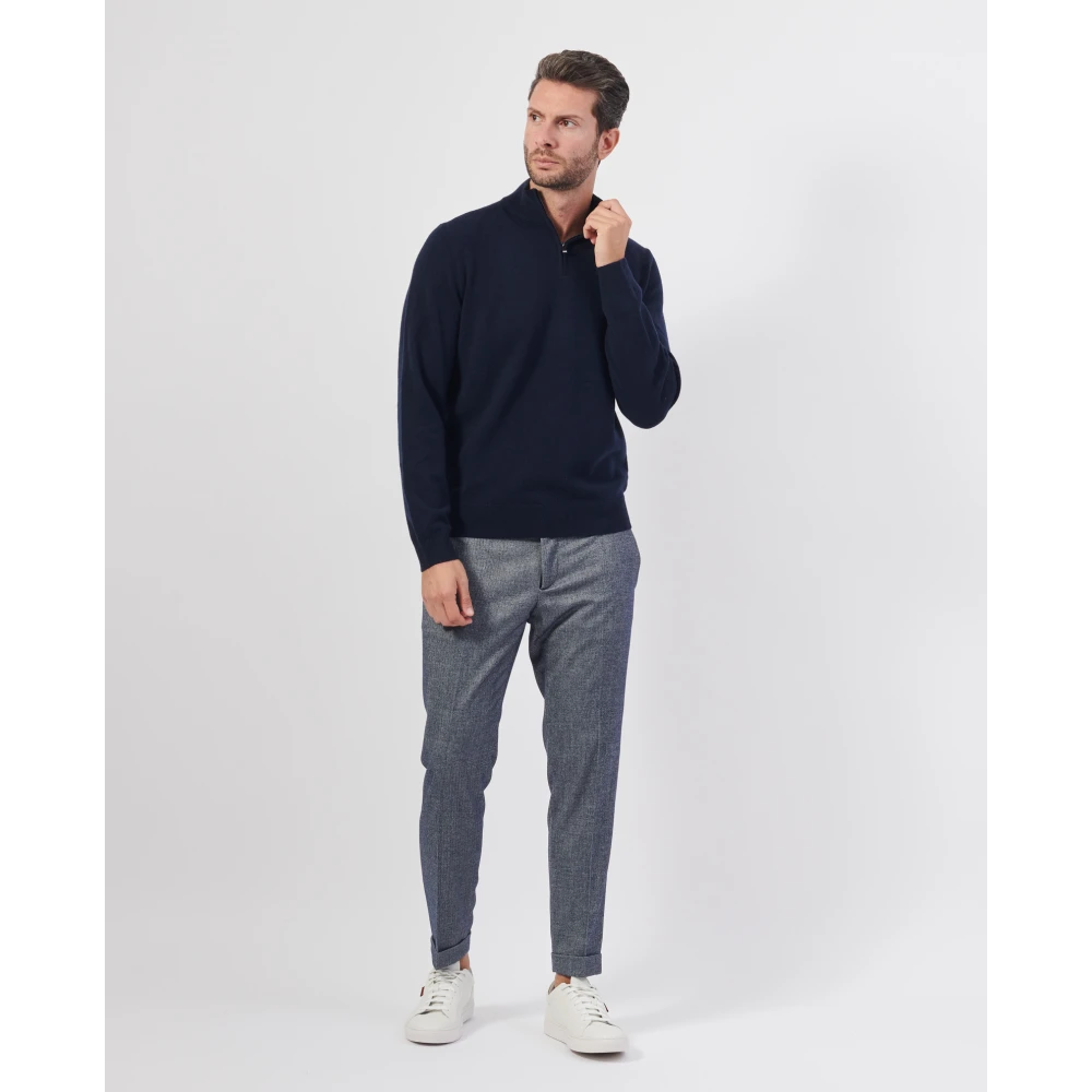 Hugo Boss Blauwe Wol Zip Trui Blue Heren