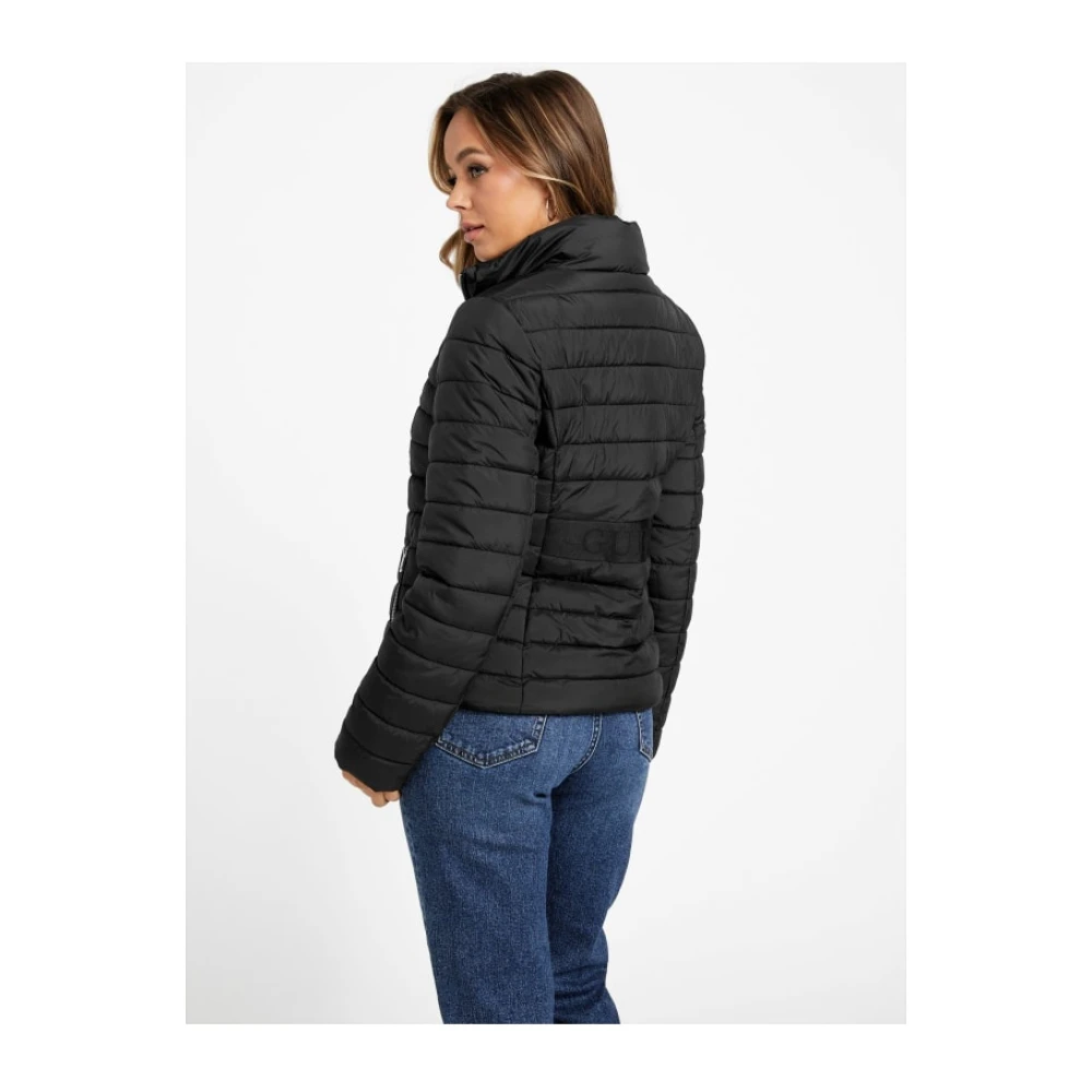 Guess Zwarte gewatteerde jas met rits Black Dames