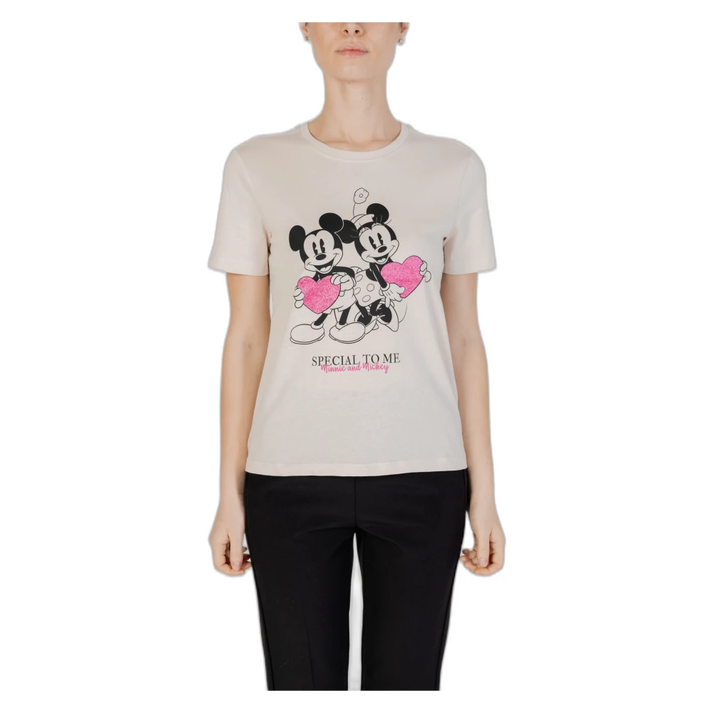 Only Mickey Valentine T-Shirt Collectie Beige Dames