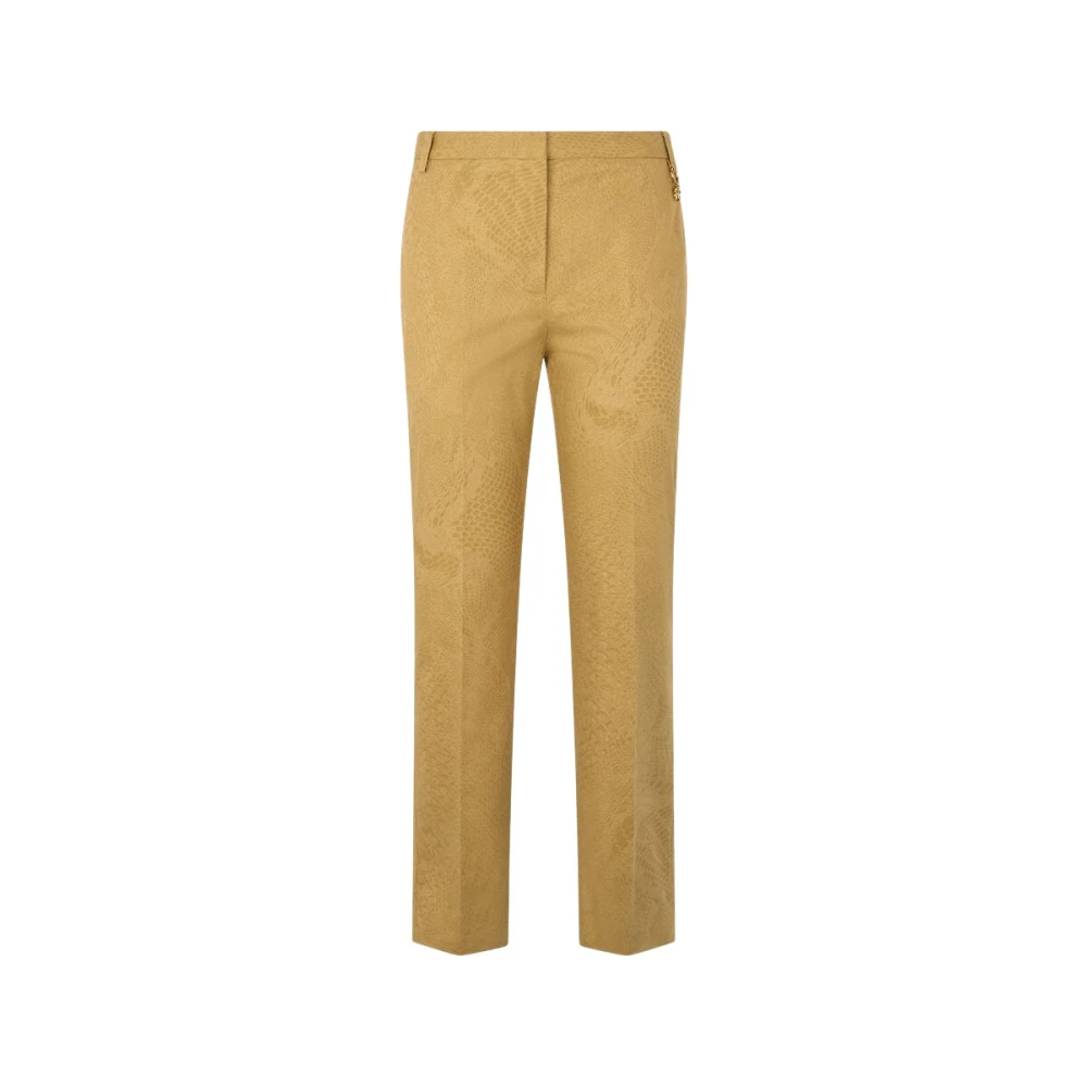 Roberto Cavalli Women's Brown Slim-Fit Trousers, M, Python-Print Straight Leg Trousers