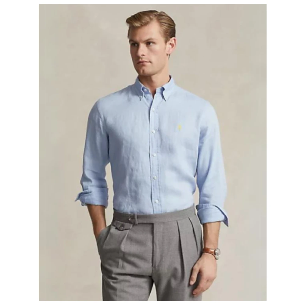 Polo Ralph Lauren Slim Linnen Overhemd Blue Heren