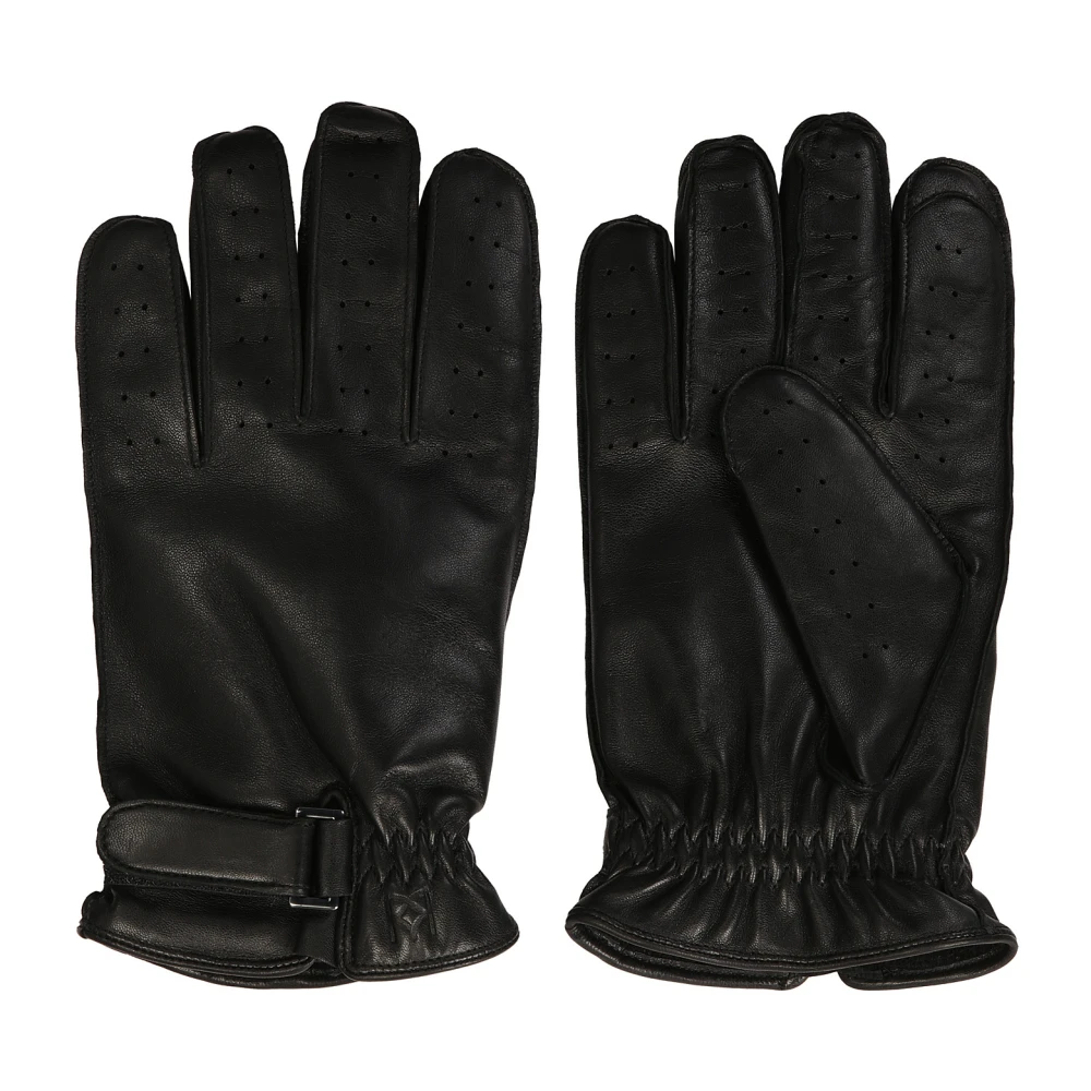Kazar Zwarte herenhandschoenen met perforaties op de vingers Black Heren