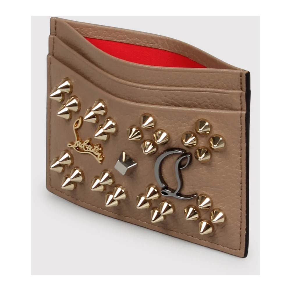Christian Louboutin Studded Leren Kaarthouder Brown Dames