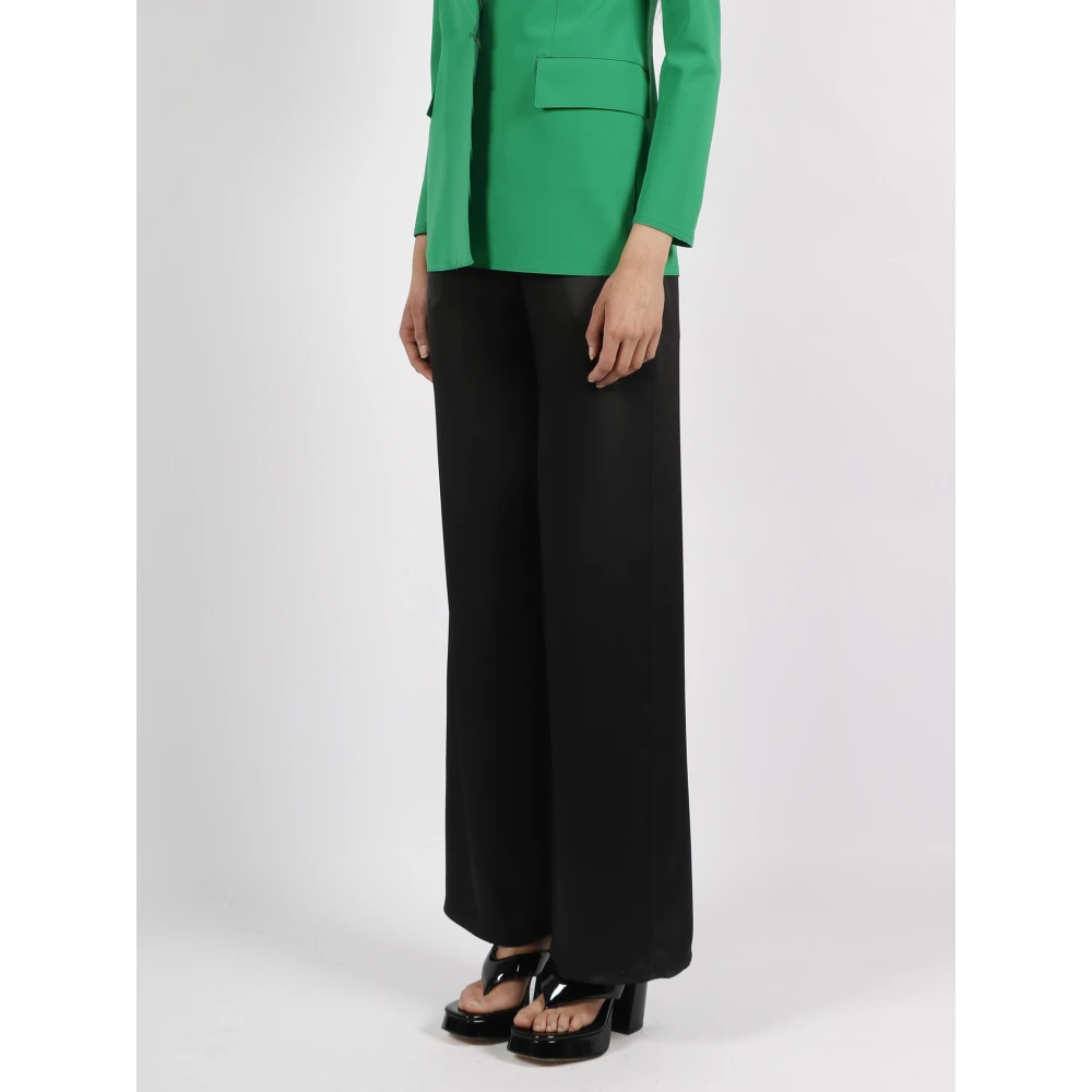 Herno Wijde Pijpen Satijnen Broek Black Dames