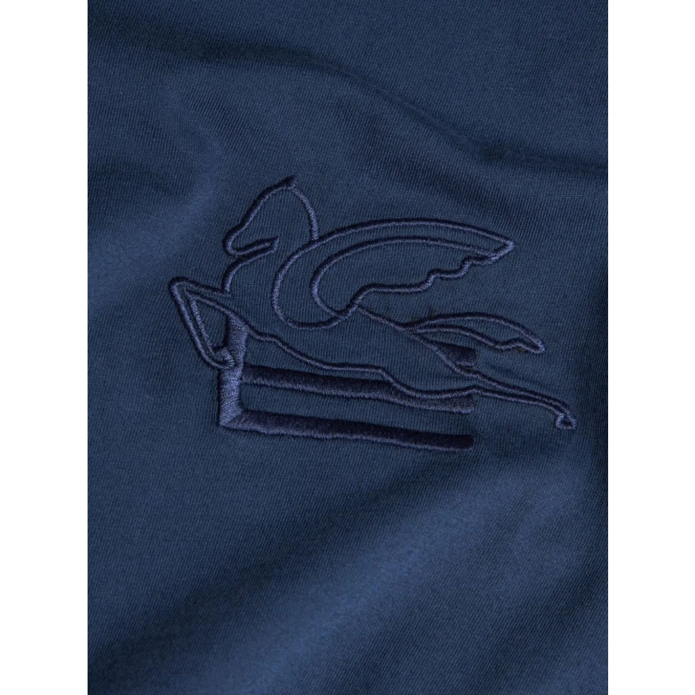 ETRO Pegasus Geborduurd Navy Blue T-shirt Blue Heren