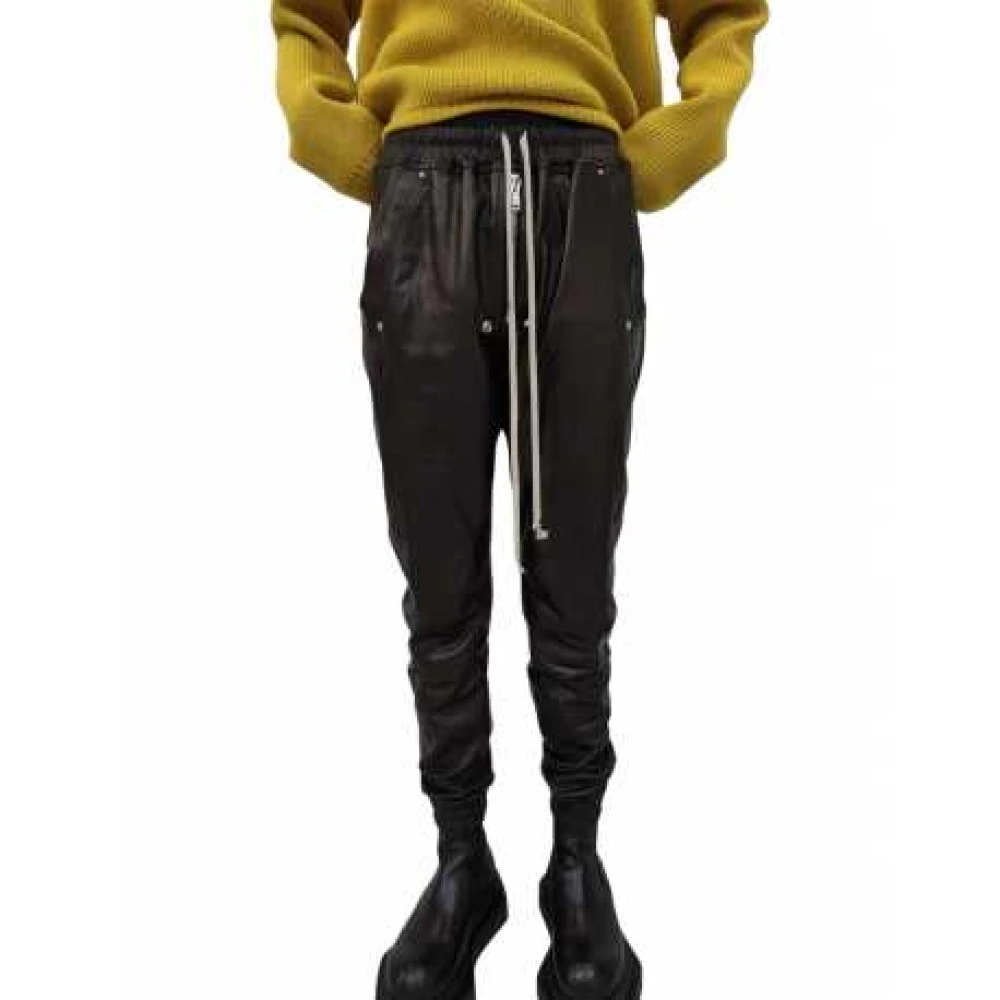 Rick Owens Bela Jogger Zwarte Leren Biker Broek Black Dames