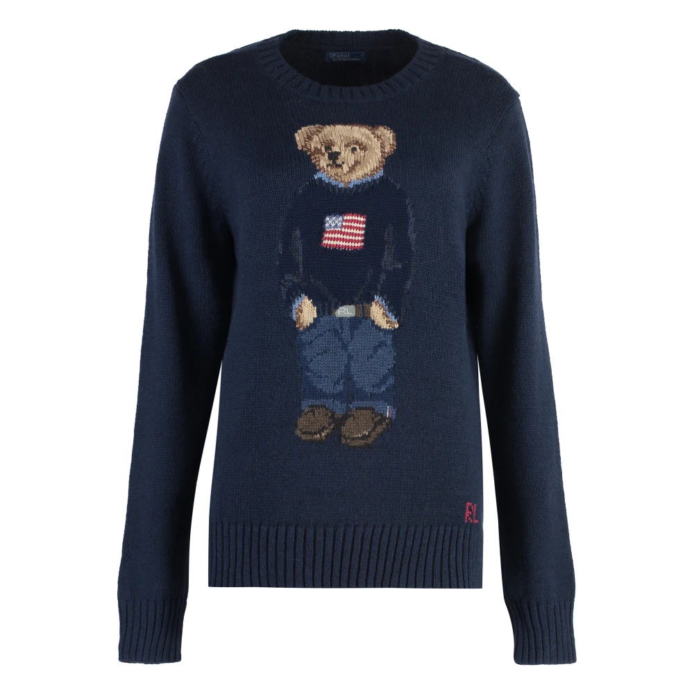 Ralph Lauren Geborduurde Crew-Neck Sweater Blue Dames
