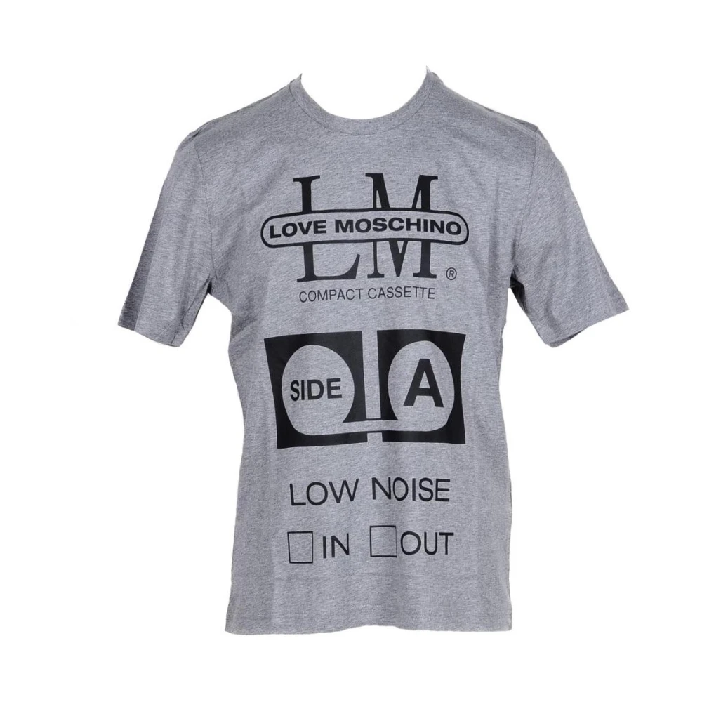Love Moschino Men's Gray Compact Cassette Graphic Tee