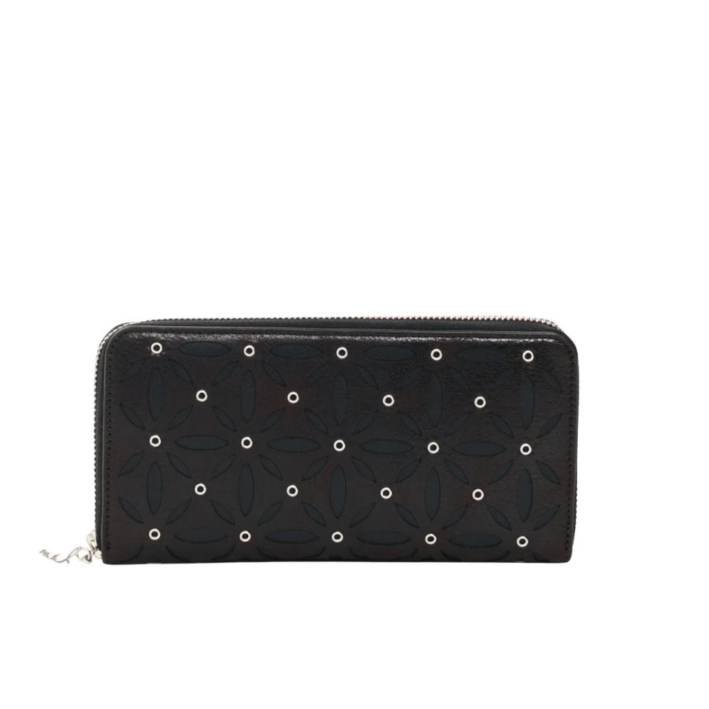 Desigual Embossed Flower Pattern Zip Around Wallet - Female - Wallets & Cardholders - Black - One Size - Accessories - Image 5