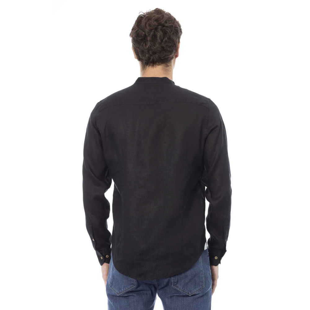 Baldinini Regular Fit Koreaanse Kraag Shirt Black Heren