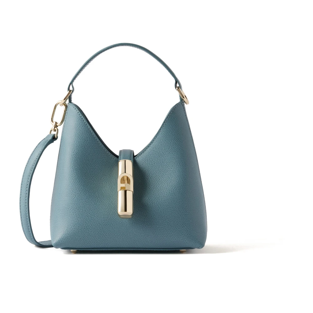 Furla Vrouw Blauw Tassen Dames, One Size, Wol, Mini Hobo Iride