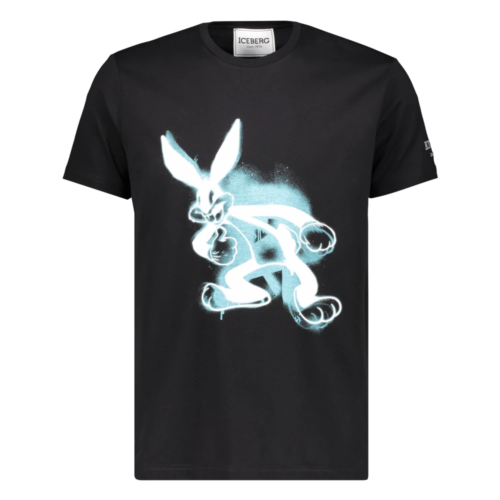 Iceberg Maxi Print Katoenen T-Shirt Black Heren
