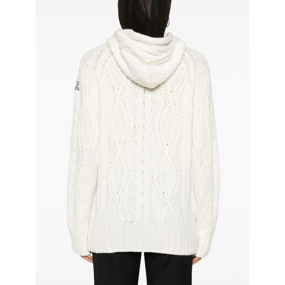 Ermanno Scervino Witte Gebreide Rits Hoodie White Dames