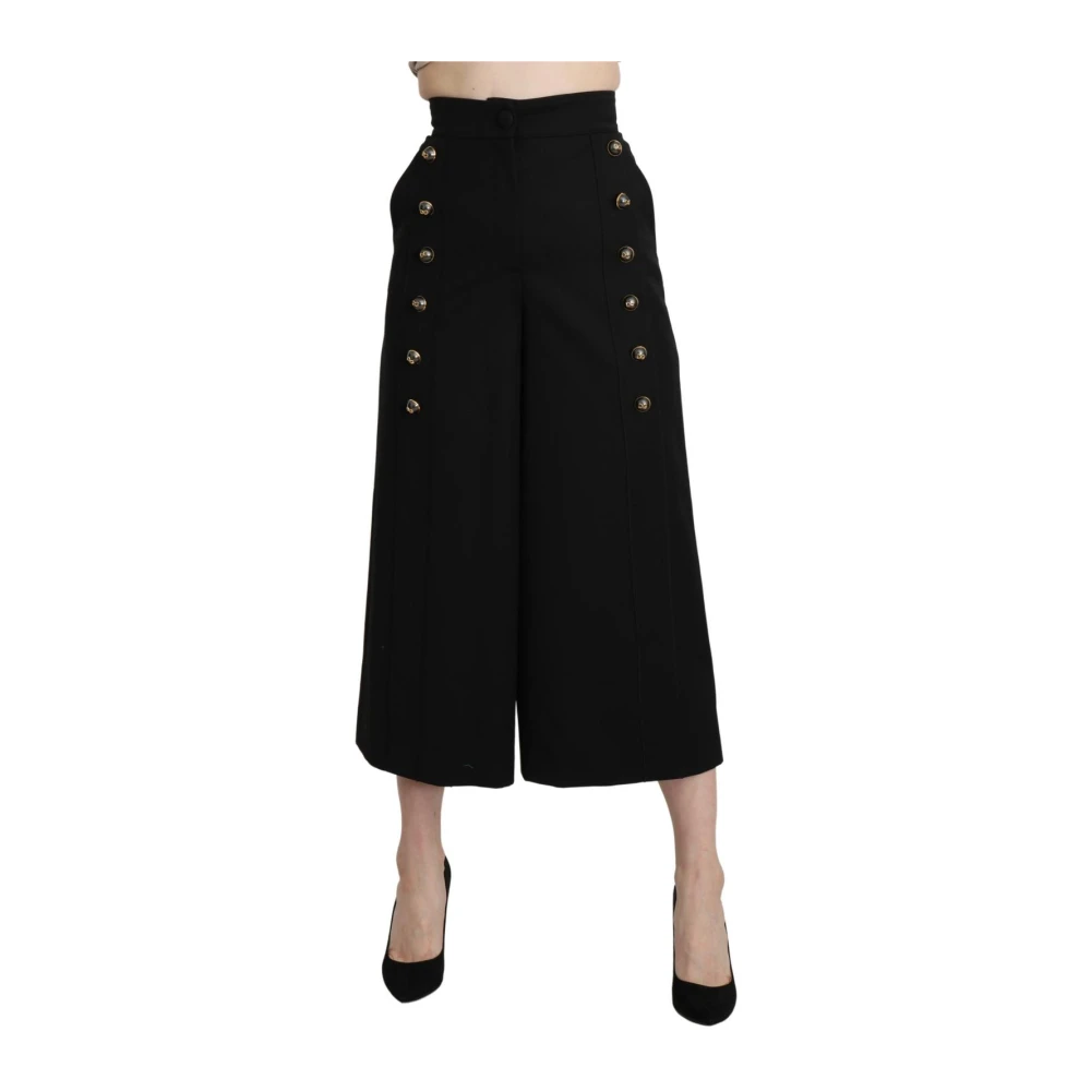 Dolce & Gabbana Women's Black Wide Leg Cropped Trouser Trousers - Cropped Trousers - 2XS - Trousers