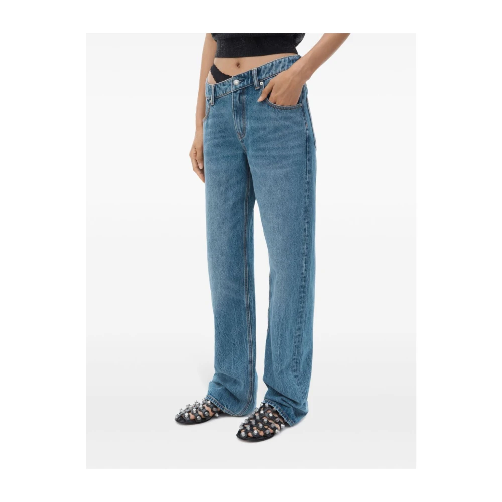 alexander wang Blauwe Denim Jeans met Kantdetail Blue Dames