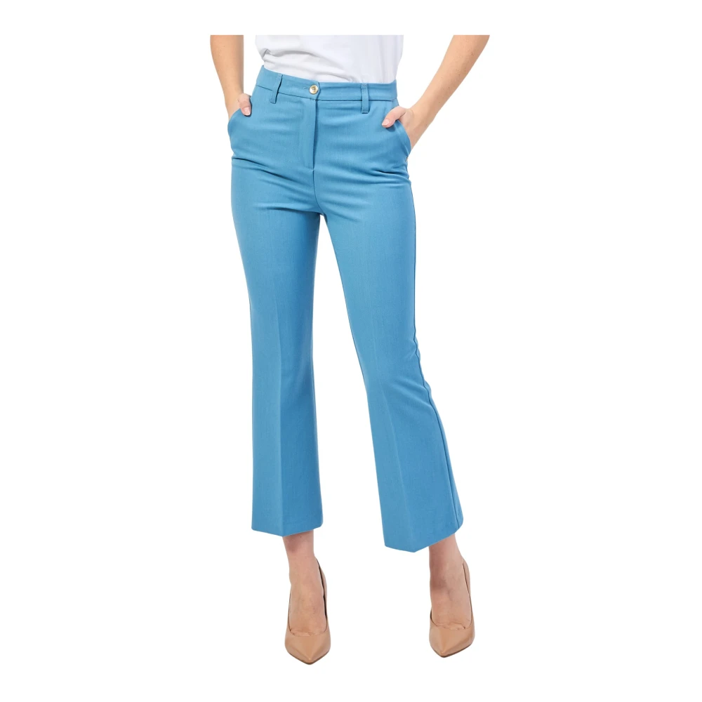 Gaudi Blauwe elastische broek met zakken Blue Dames