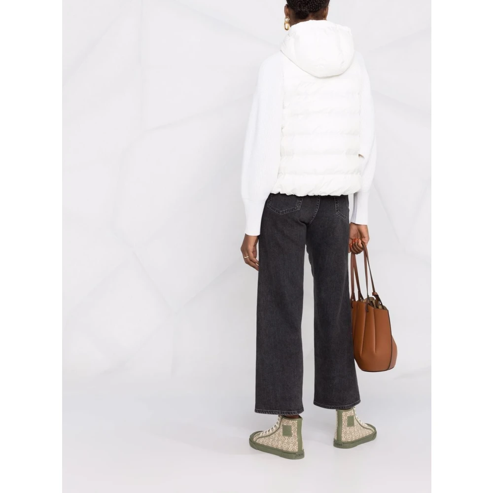 BRUNELLO CUCINELLI Witte Gewatteerde Jas met Trekkoord Capuchon White Dames