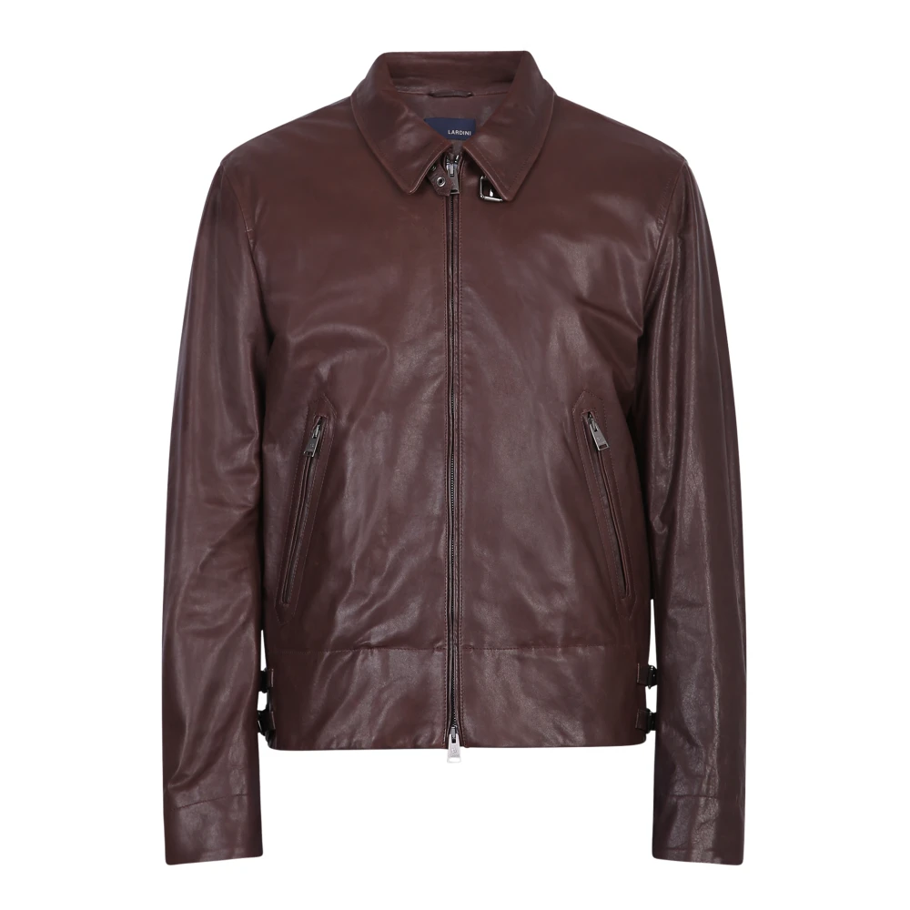 Lardini Men's Brown Leather Jackets, L, Elanthony Jacket