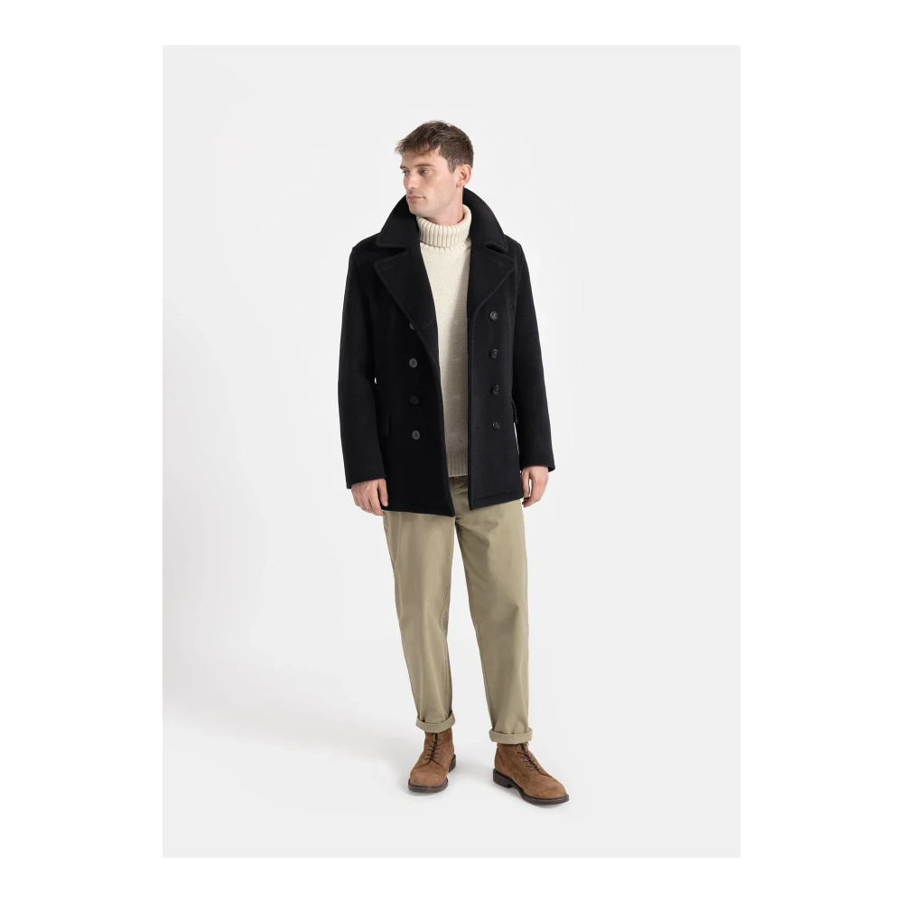Gloverall Churchill Peacoat in zwart Stewart-L Black Heren
