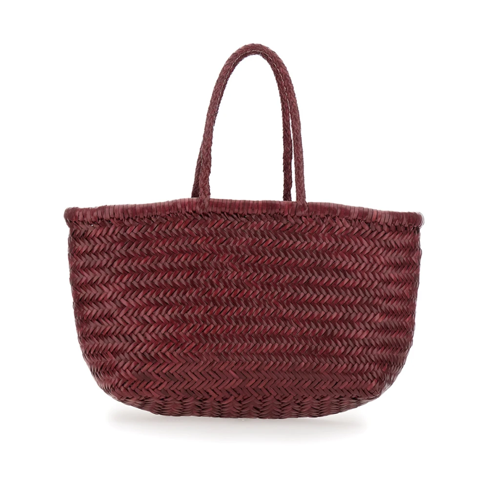 Dragon Diffusion Geweven leren Bordeaux Tote tas Red Dames