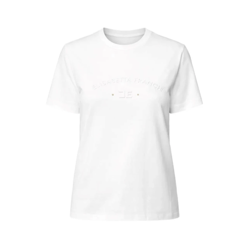 Elisabetta Franchi White T-Shirt With Logo Embroidery - Female - T-Shirts - Xs - Tops
