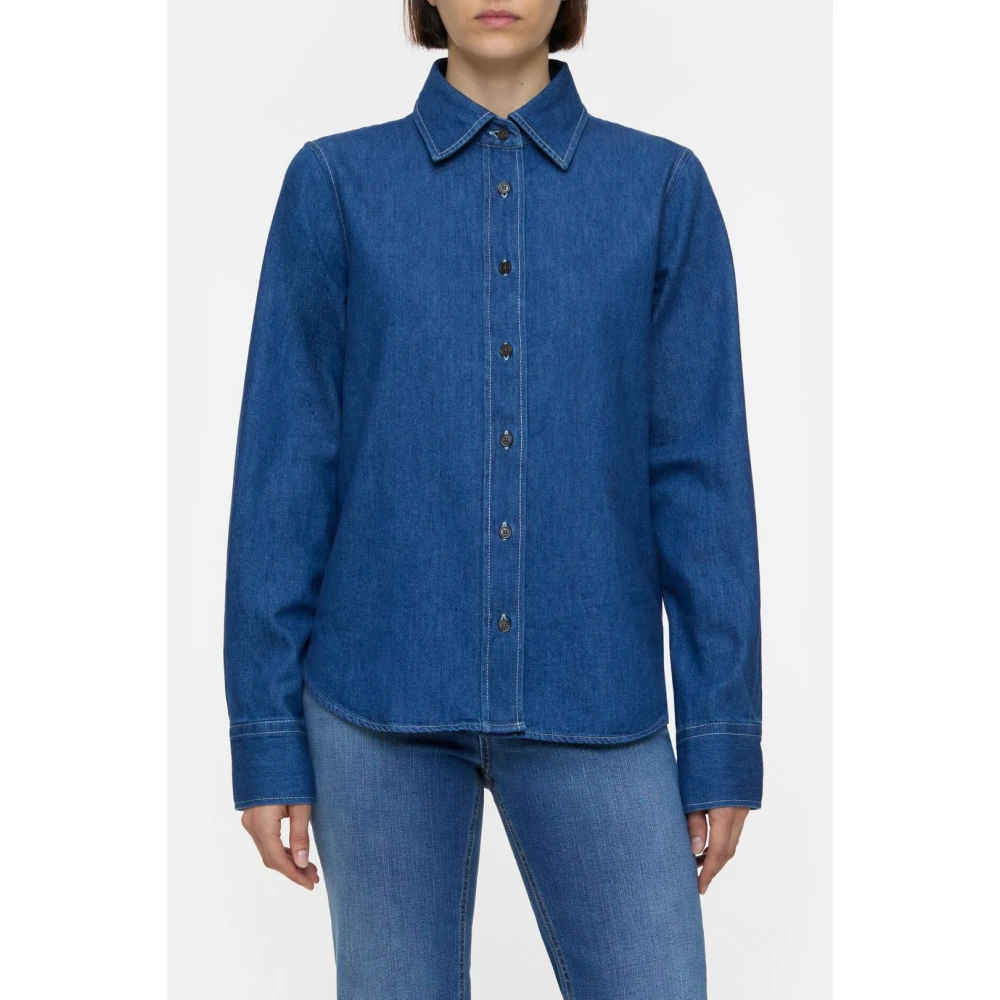closed Denim shirt met logo en hoornknopen Blue Dames