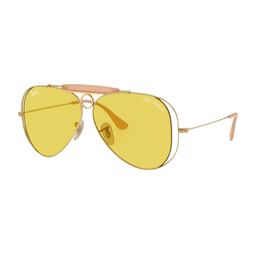 Ray-Ban Sunglasses The Shooter By Dolce&Gabbana - Arista Gold Frame Blue Lenses 58-09, RB3138M - Image 6