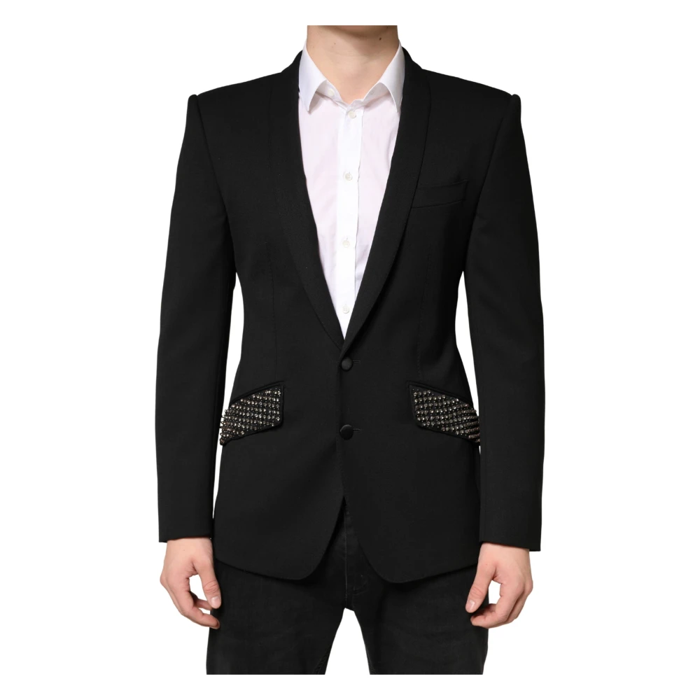 Dolce & Gabbana Men's Black Embellished Single Breasted Blazer - Blazers - M - Suits