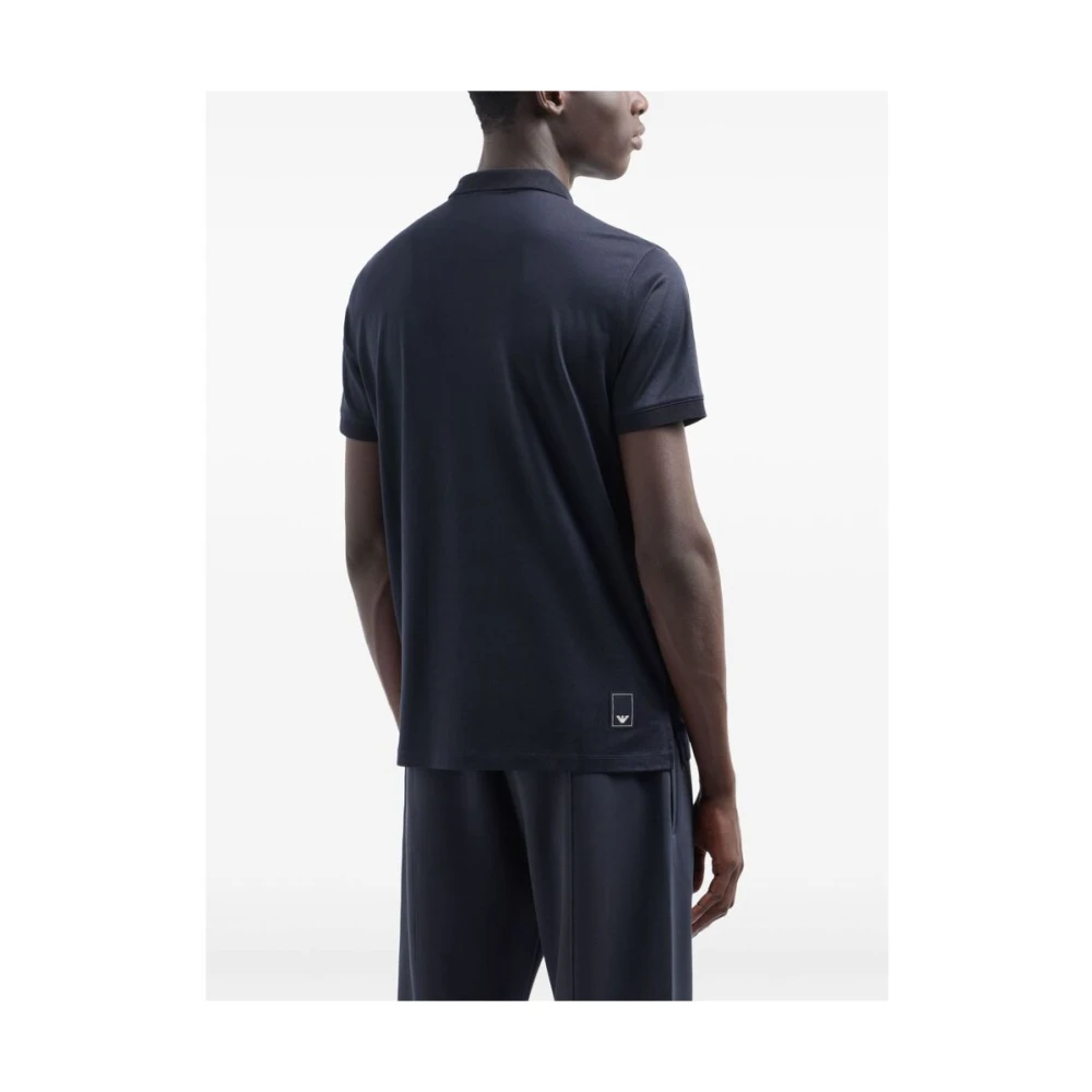 Emporio Armani Navy Blue Jersey Polo Shirt Blue Heren