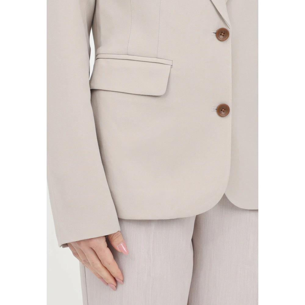 Only Beige Single-Breasted Jas Beige Dames