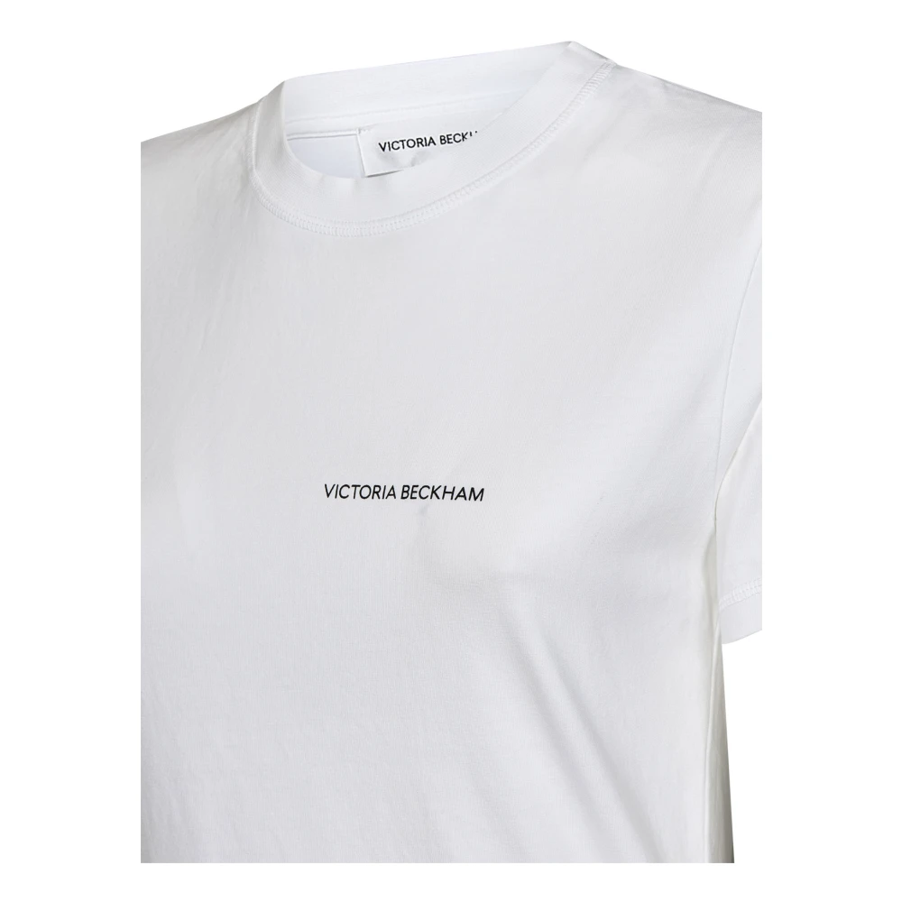 Victoria Beckham Chique Wit T-shirt met Zwart Logo White Dames