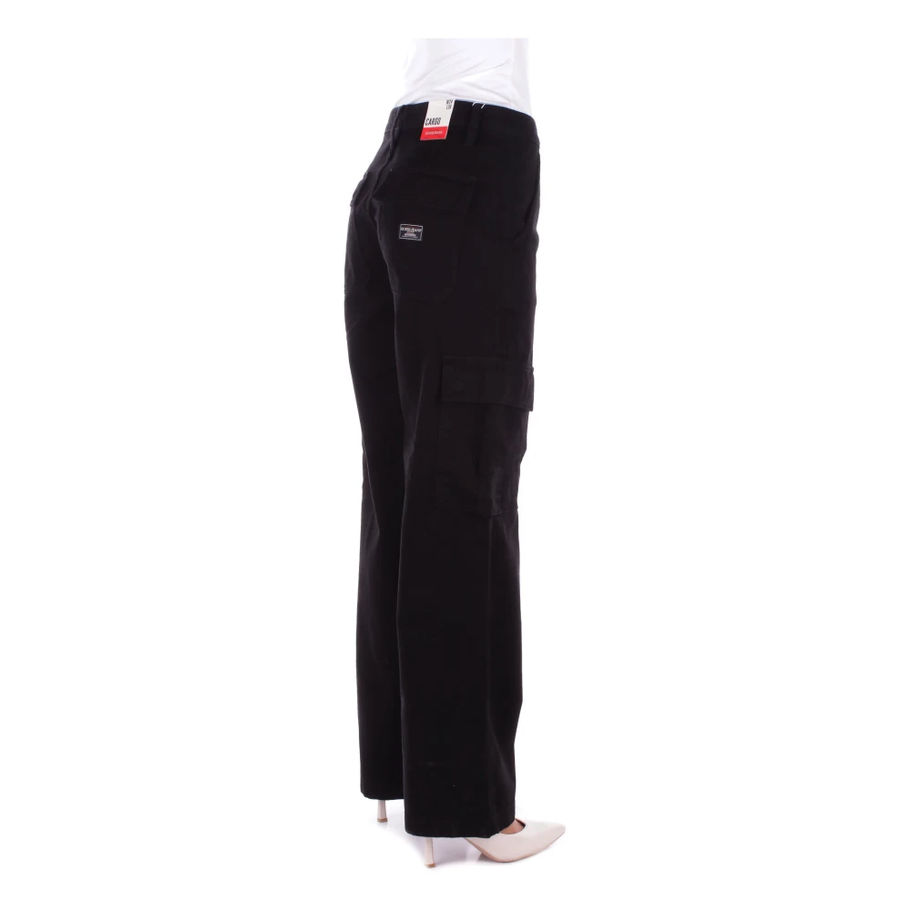 Guess Zwarte Logo Broek Rits Sluiting Black Dames