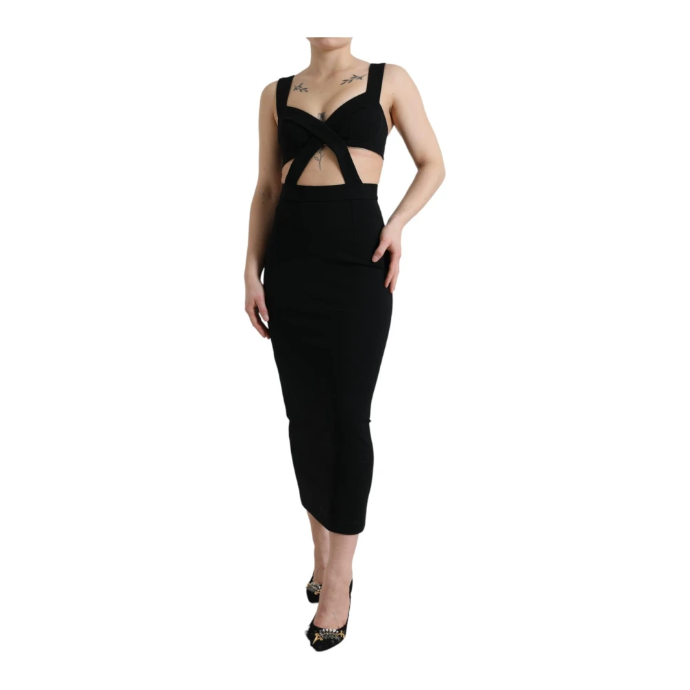 Dolce & Gabbana Women's Black Cutout Midi Dress