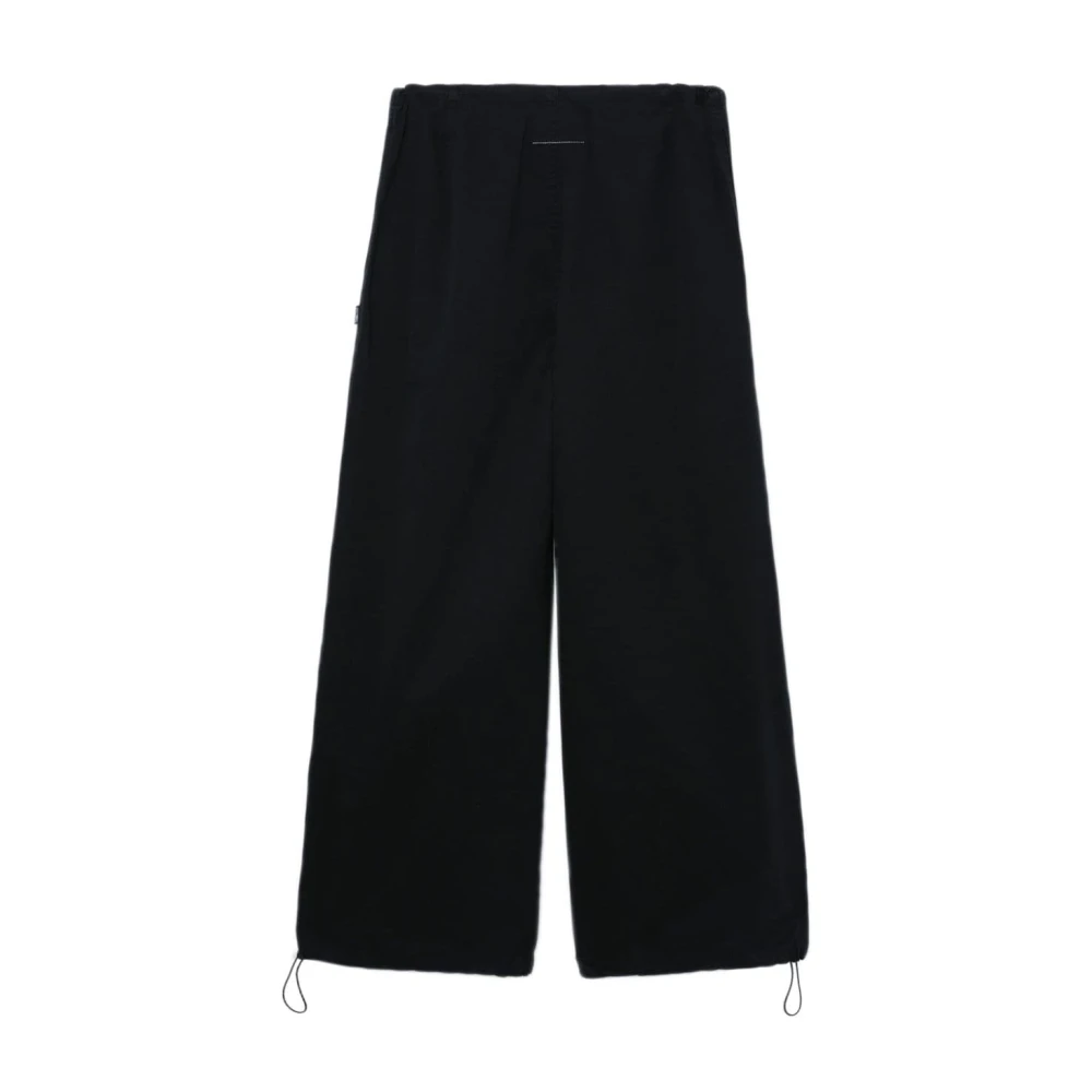 MM6 Maison Margiela Beige Wide-Leg Drawstring Trousers Black Dames