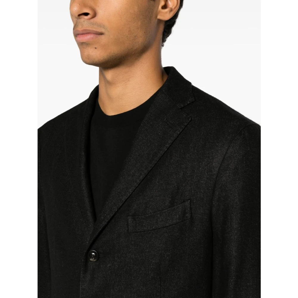 Boglioli Zwarte wollen jas met dartdetails Black Heren