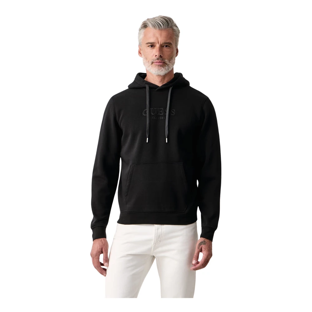 Guess Uomo Noir Felpa Con Cappuccio Classic - Immagine 2