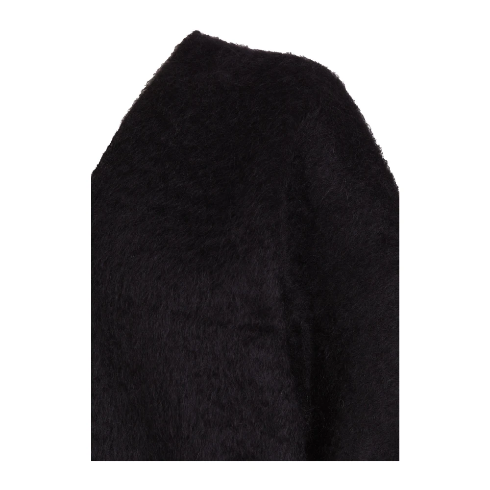 Cortana Lucht lang zwart mohair jas Black Dames