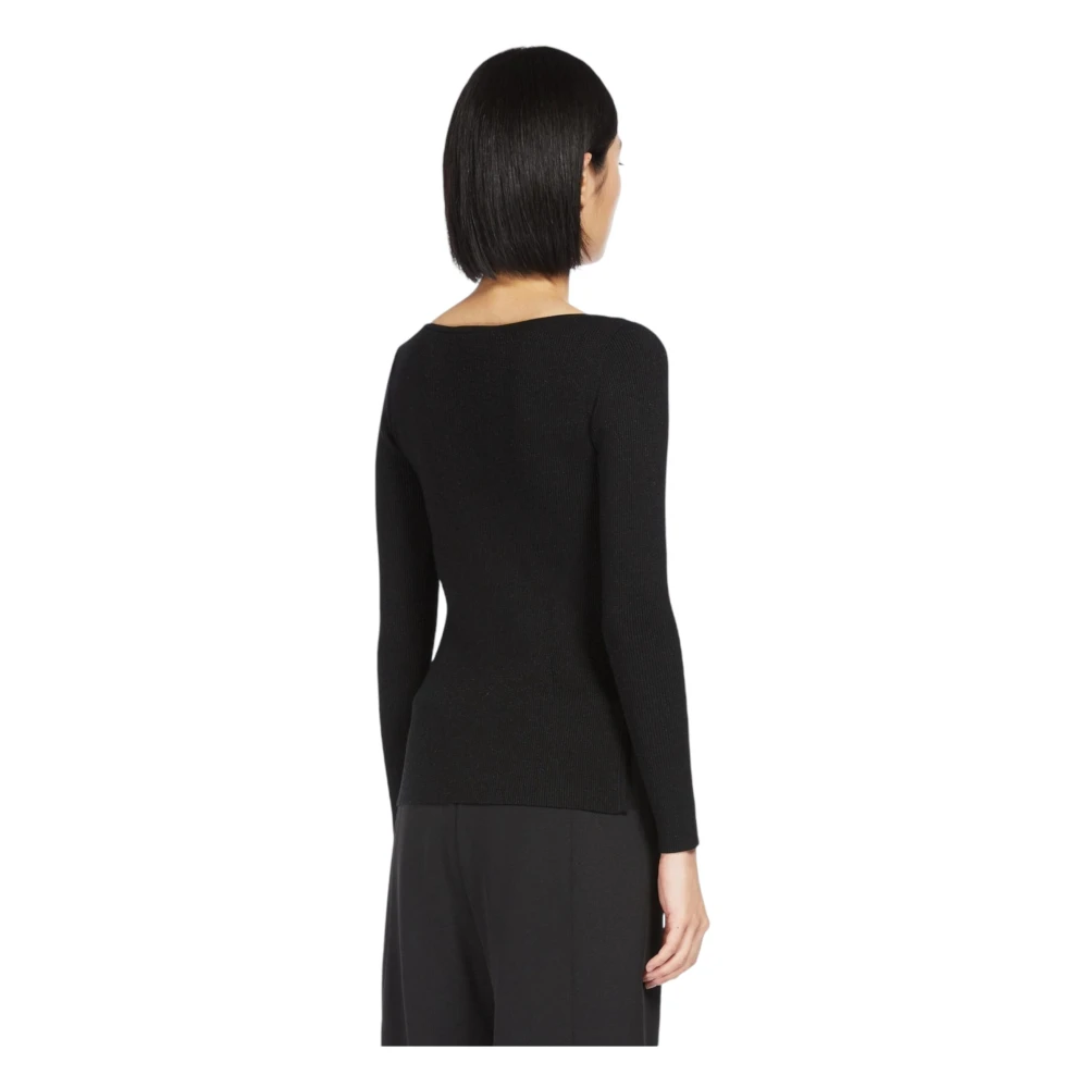 Max Mara Lurex Wollen Trui met Zijsplitten Black Dames