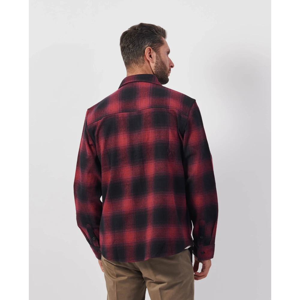 Guess Rood geruite overhemd met lange mouwen Red Heren